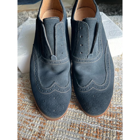Mens FLORSHEIM Suede Wingtip Shoes Blue Sz 12D - Picture 3 of 12